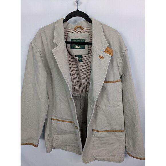 Vtg Orvis Classic Barn Coat Mens M Khaki Field Chore Jacket Hunting‎ Button Tan - Picture 1 of 13